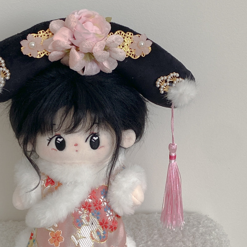 清朝格格装20cm棉花娃娃衣服旗头旗袍古装古风玩偶2件套娃衣旗装