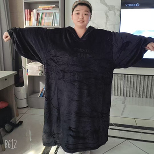 300-400斤胸围200连帽睡袍加绒厚居家服连体衣睡衣超大睡裙可外穿