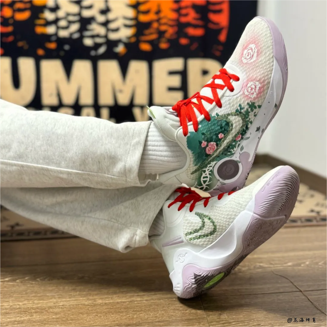 球鞋定制 Nike KD Trey 5 雾里看花国风粉玫瑰低帮男女实战篮球鞋