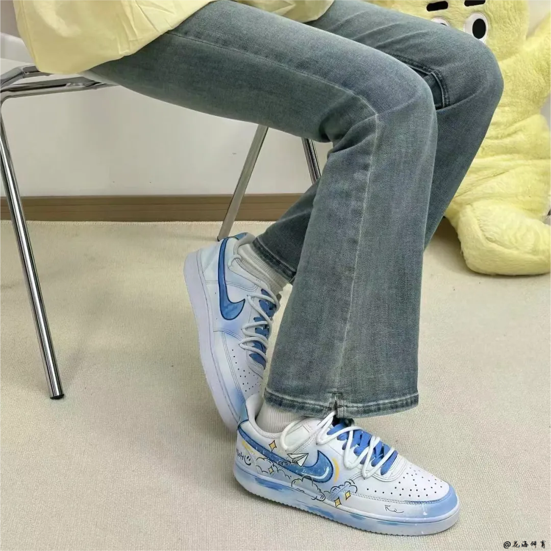 球鞋定制 Nike Court Vision纸飞机星空云朵做旧渐变低帮男女板鞋