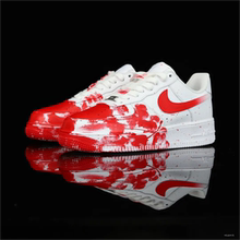 球鞋定制 Nike Air Force 1 空军一号案发现场泼墨红低帮男女板鞋