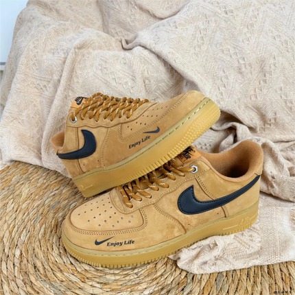 球鞋定制 Nike Air Force 1 空军一号小麦色双勾低帮秋冬男女板鞋