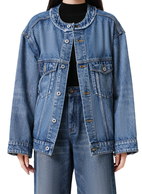 TIMEABLE意大利面料纯棉宽松复古圆领小香风外套女TA-W699