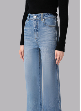 TIMEABLE 女士秋季新款日本面料中蓝牛仔百搭直筒阔腿裤L720