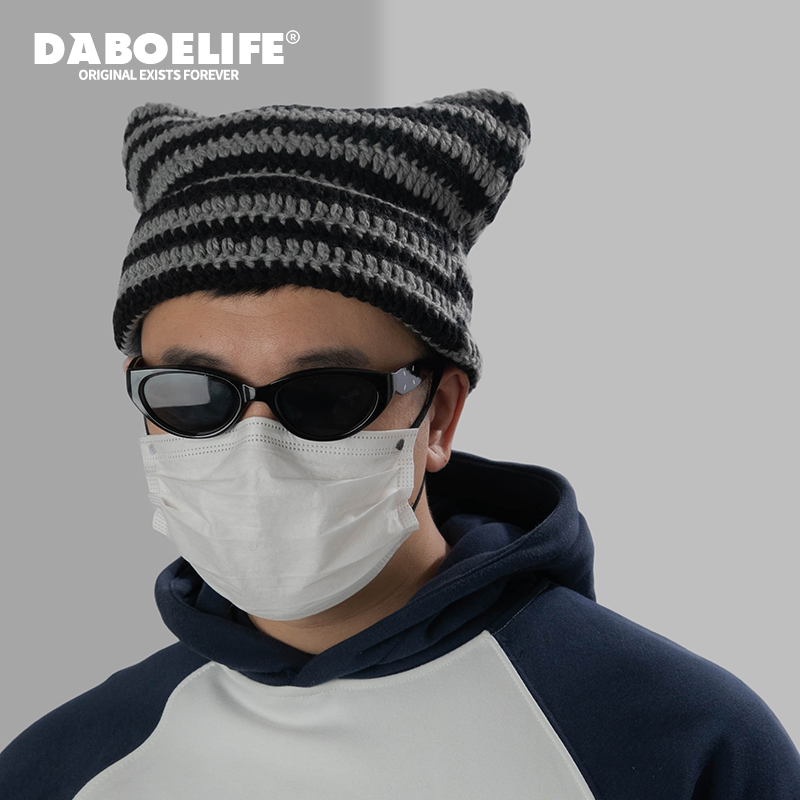 张元英同款猫耳朵可爱套头针织帽