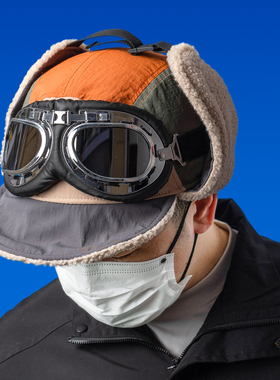 DABOE复古撞色飞行帽男女冬季加厚保暖护耳防风防寒眼镜雷锋帽