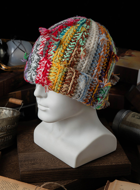 DABOE秋冬彩色毛线帽女保暖针织帽子男潮牌百搭护耳冷帽包头棉帽