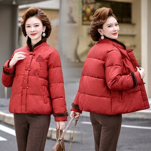 中老年女士冬季新款保暖棉服外套大码宽松妈妈装加厚袄子