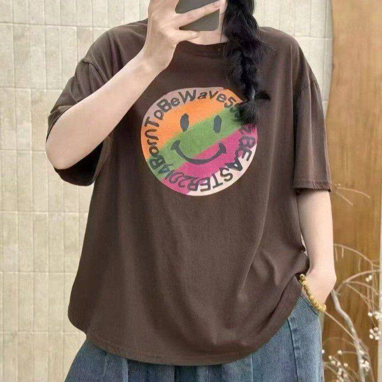 中老年女士宽松大码黑色T恤夏季跑步T恤
