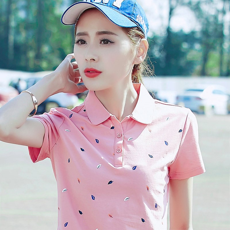 夏装新款2025大码女装POLO衫翻领休闲运动上衣纯棉宽松短袖T恤女