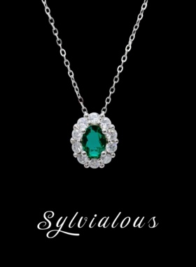 钻石项链围镶款祖母绿Sylvialous