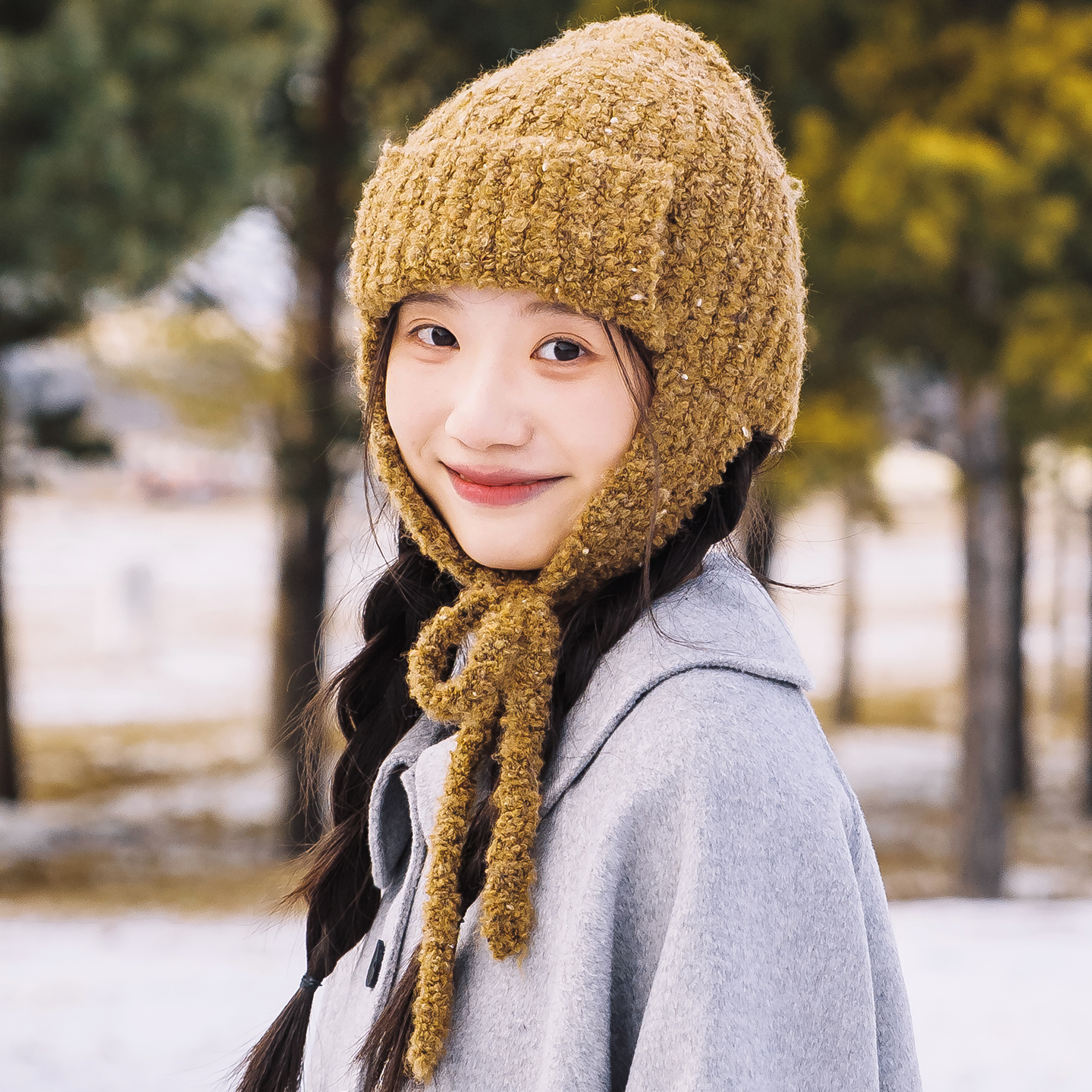 针织护耳帽子古苔旅行穿搭出片帽