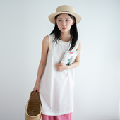 古苔 连衣裙日系叠穿一秒入秋裙子 立体花瓣领无袖 版 型超好小白裙