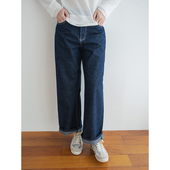 显瘦百搭直筒女裤 古苔「超棒裤 款 自然腰纯棉四季 型」刺耳牛仔裤