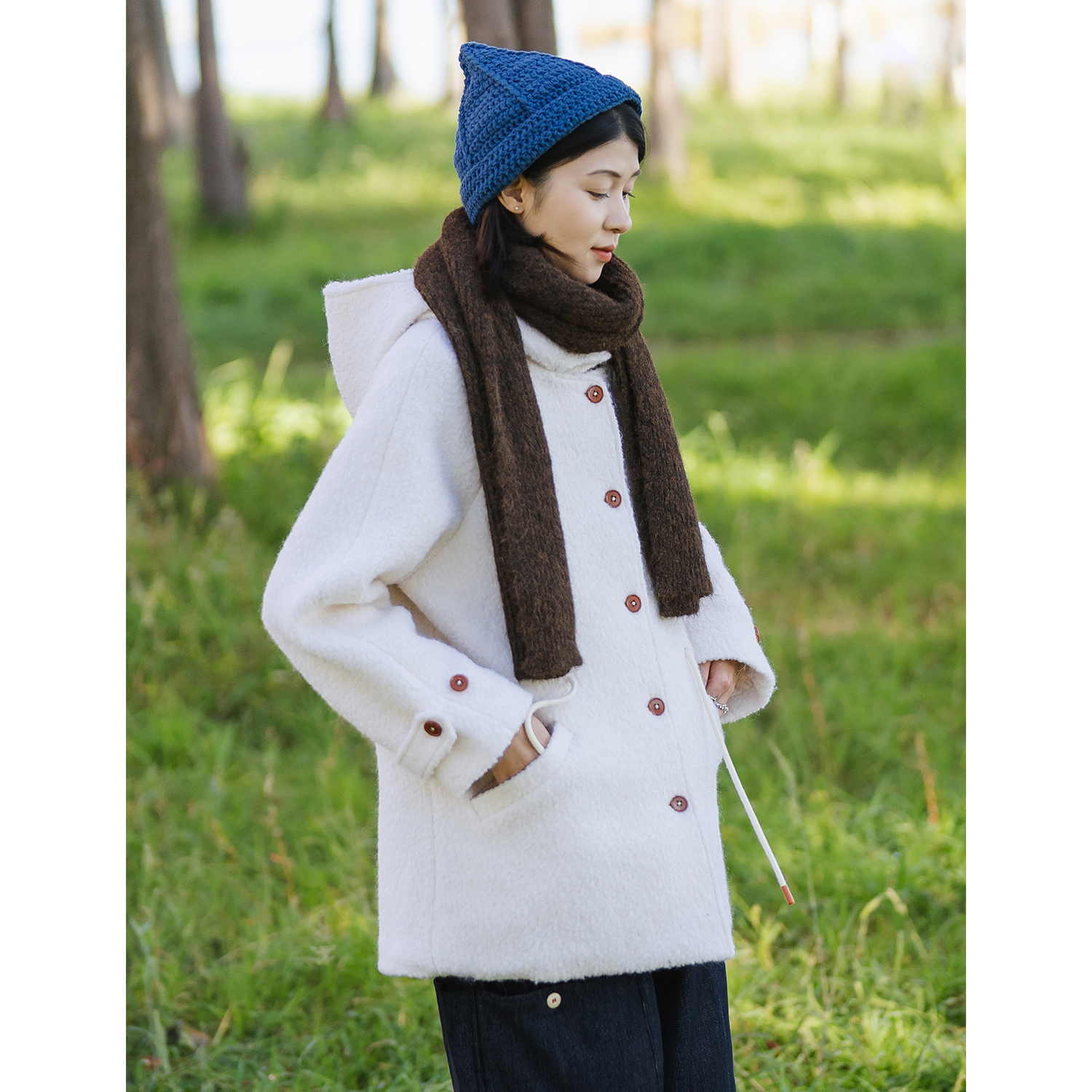 古苔暖huhu入冬中长款羊毛大衣