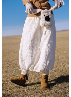 古苔 老寒腿保暖夹棉日系半身裙 模特自留款内蒙亲测可以防风过冬