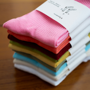 薄款 试穿半个月很好穿春夏季 彩色抗菌防臭堆堆袜 中筒棉袜子 古苔