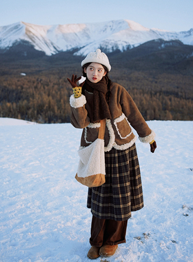 古苔 复合麂皮绒短外套 复古文艺超保暖小个子显瘦羊羔毛秋冬外套