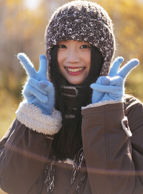 古苔软糯护耳帽毛线帽日系文艺女