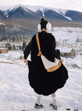 古苔 新年圣诞氛围感半身裙 丝绒花苞裙 有点正式有点日系裙子女