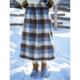 古苔 格子半身裙秋冬20羊毛保暖蓝咖配色A字直筒裙很显瘦