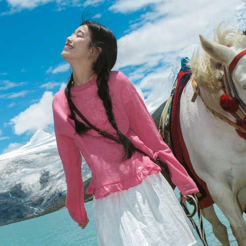 古苔2025早秋绵羊毛混纺针织衫女