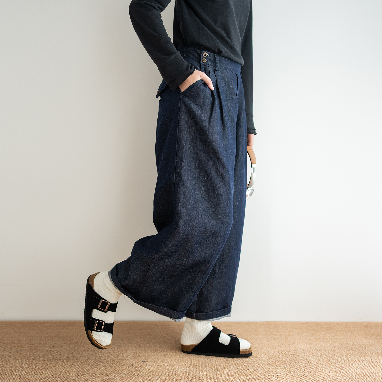 古苔质感很好可以穿很久的牛仔裤