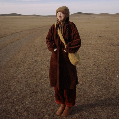 古苔棕色灯芯绒外套内蒙亲测防风