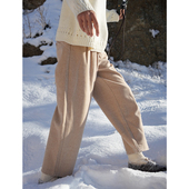 古苔 女 燕麦色呢料显瘦宽松厚实秋冬可穿九分裤 好版 型微弧直筒裤