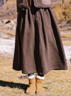 古苔 色织混色感半身裙 30羊毛秋冬基础款yi定很显瘦文艺穿搭半裙