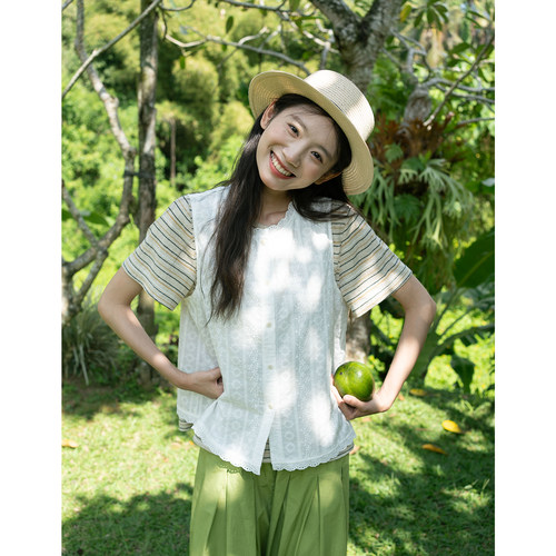 古苔夏日100棉刺绣马甲外穿上衣