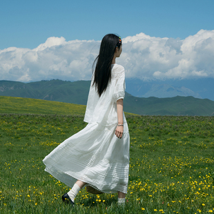 古苔 古董蕾丝苎麻上衣 超薄透气凉感强 日系文艺清冷温柔感小衫
