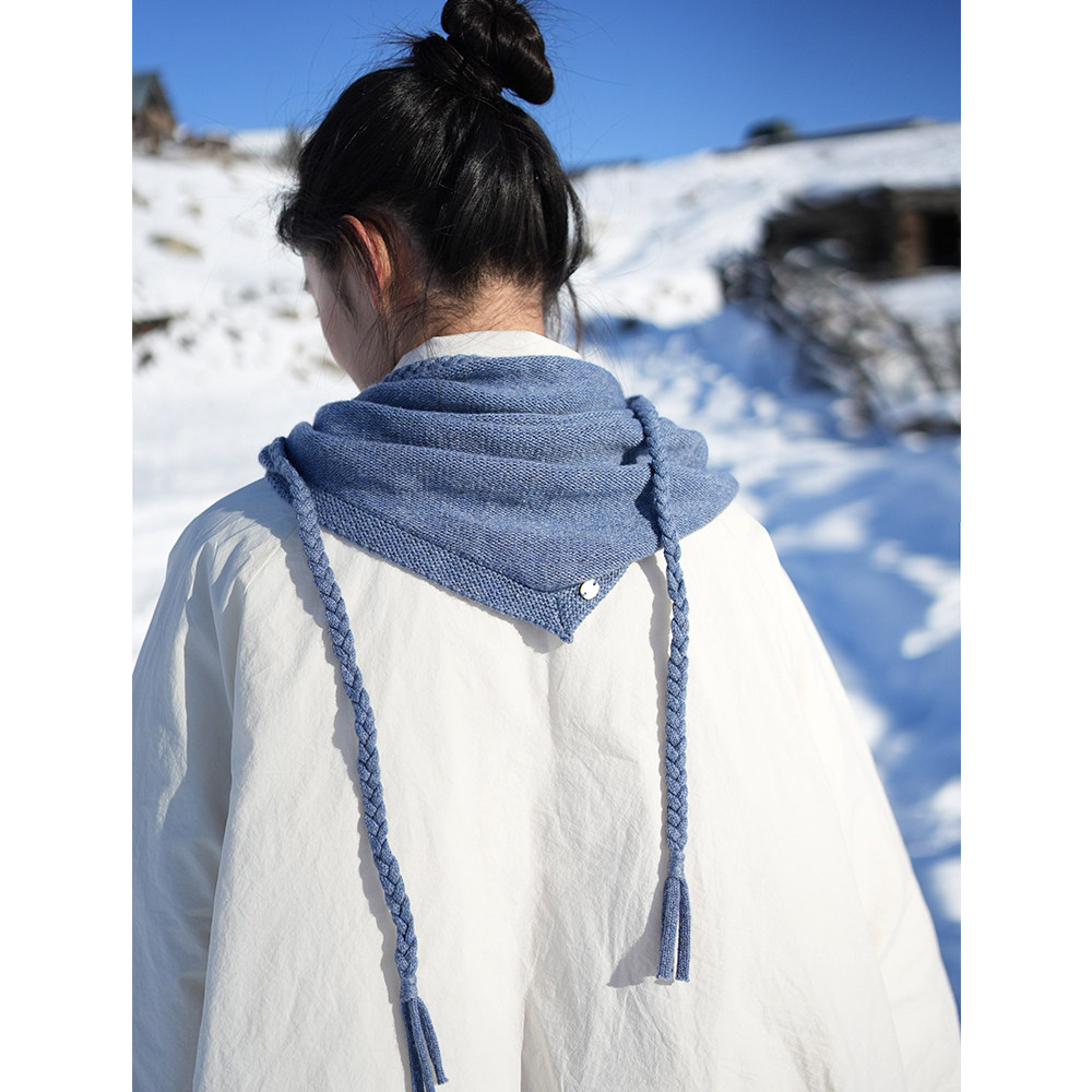 麻花三角巾围巾古苔日系穿搭好物