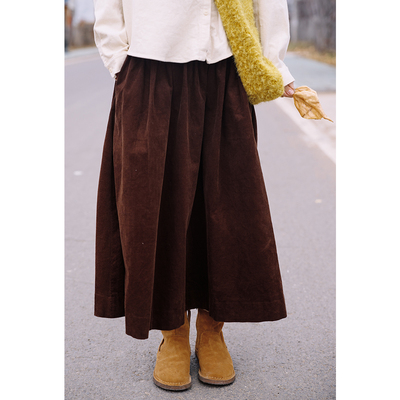 日系复古灯芯绒半身裙古苔超百搭