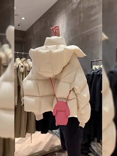有货~白鹅绒短款羽绒服女款冬季简约欧货别致高级感加厚面包服潮