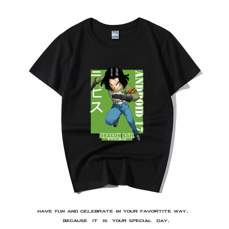 怀旧龙珠Z联名同款T恤日系半截袖衣服人造人17号动漫周边棉男短袖