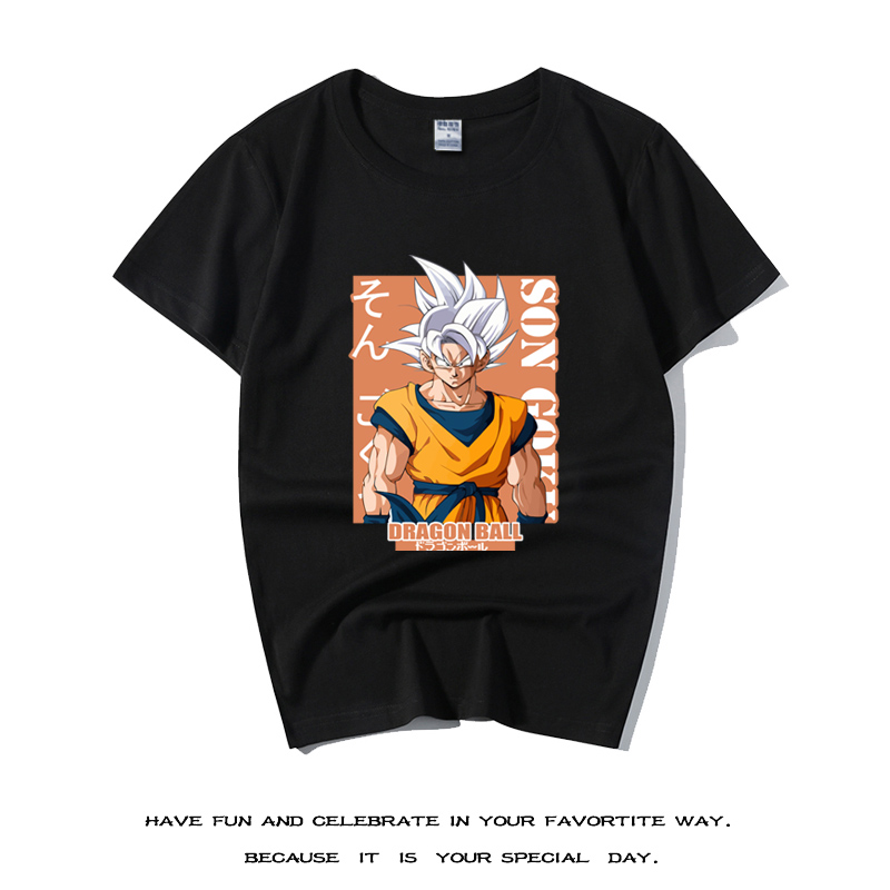 自在极意功龙珠超悟空白神男短袖衣服日系T恤联名动漫周边棉夏装t