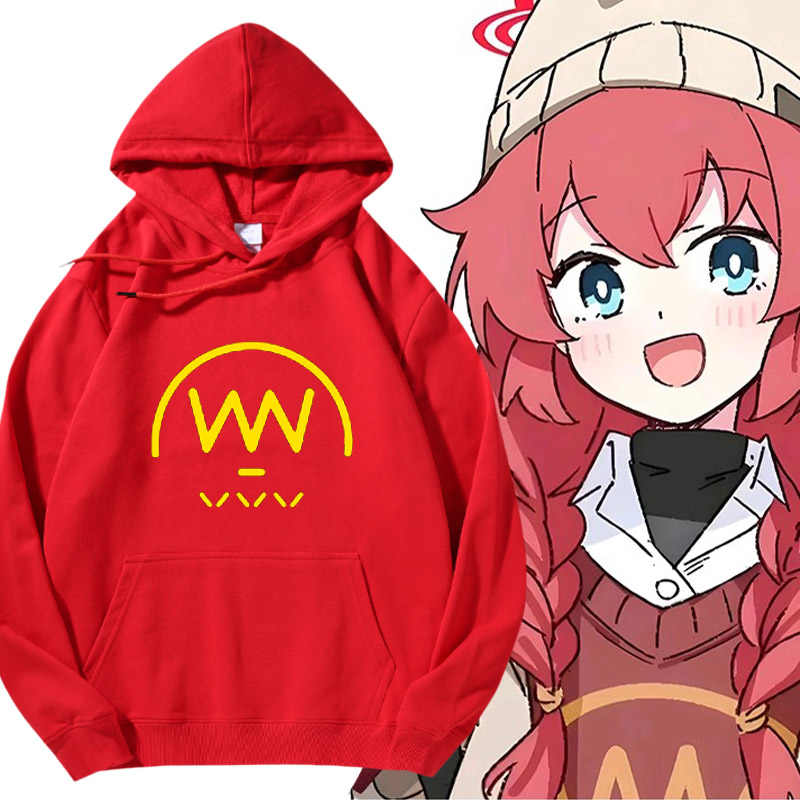 碧蓝档案蔚蓝小涂真纪同款连帽卫衣红色加绒宽松秋冬动漫COS衣服