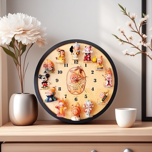 星星人盲盒时钟展示收纳相框diy钟表客厅装饰挂钟静音