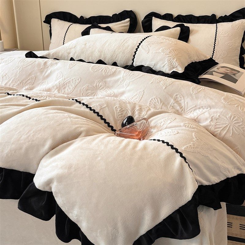 高级感牛奶绒四件套床单被套秋冬季蓄热F保暖2025新款冬季床上用,床上用品,学生床品套件,淘宝优惠券,粉丝福利购,淘宝优惠卷
