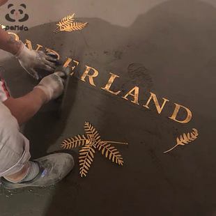 水泥地嵌黄铜装饰字 地花黄铜字母 复古创意自流平U实心广告字制