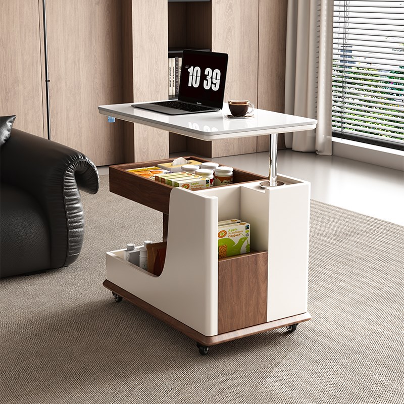 实木升降茶几h桌小户型客厅家用沙发边柜阳台可移动小推车巴士边