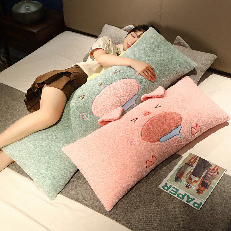 可爱长条双人枕头情侣长条一体带枕套枕芯女N生宿舍男生单人枕靠