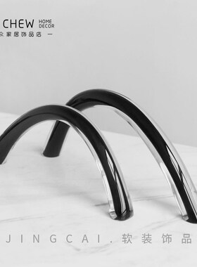 轻奢现代黑色拱形琉璃摆件样板间售楼客户家居P几何装饰品送礼酒