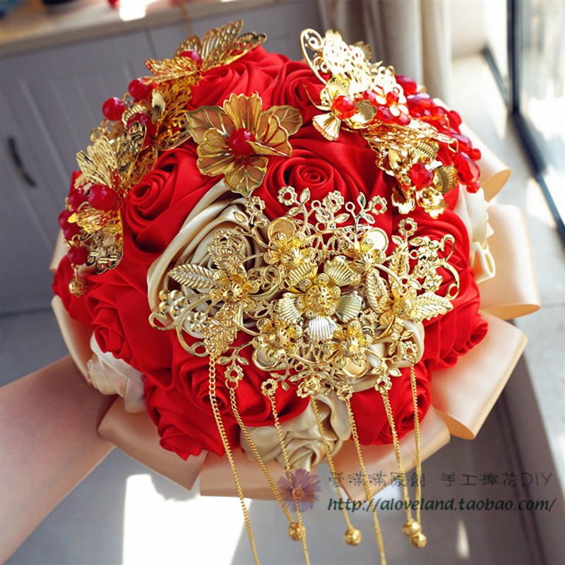 年末大促中式新娘手捧花婚禮結(jié)婚秀禾裝流蘇全國(guó)包郵X非鮮花永生