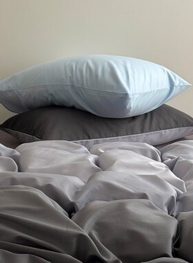 灰色简约百搭渐变i全棉纯棉被套四件套150x200x230单人宿舍被罩1.
