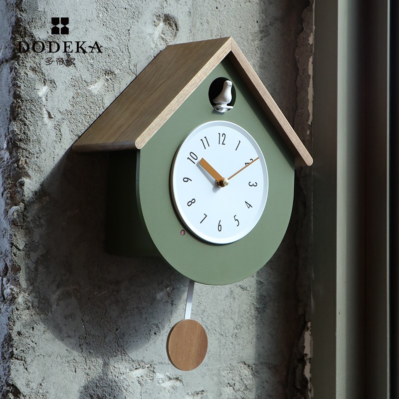 多帝家实木布谷鸟报时挂钟客厅钟表挂墙创意小鸟T咕咕钟中古摆钟