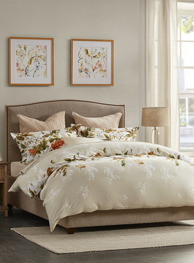 Harbor House美式简约主卧大床a卧室软包布艺S双人床储物床床头柜