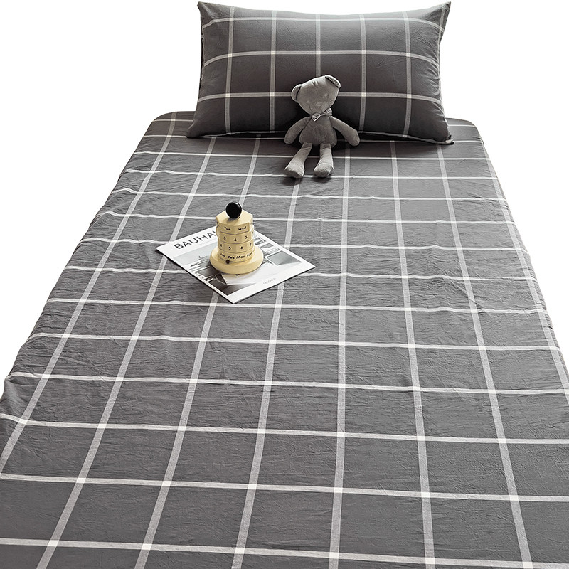 纯棉床笠90x200学生宿舍v专用床垫套大学生单人全棉床罩床套三件