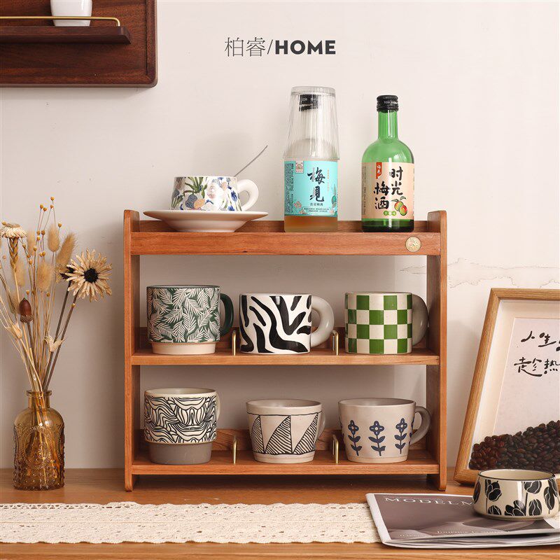 桌面多层分格实木水杯架茶杯咖啡杯F马克杯玻璃杯酒杯收纳置物架,家庭/个人清洁工具,杯架,淘宝优惠券,粉丝福利购,淘宝优惠卷